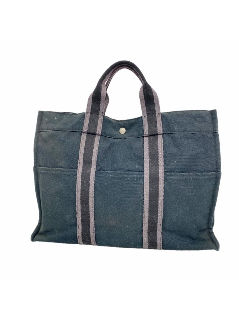 Hermes Tote Bag Fourre Tout MM Canvas Black Silver
